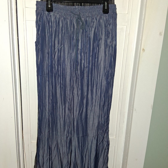 Pants - Elegant Blue And Grey Silky Women's Pant Set